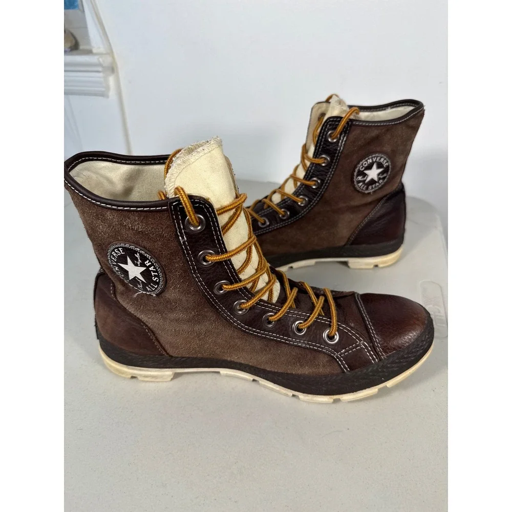 Converse All Star Chuck Taylor Outsider Brown Leather Suede Boots Mens 10.5 High
